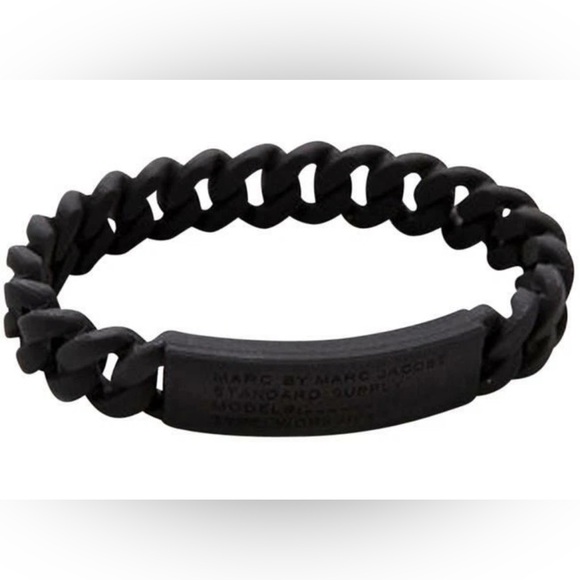 NWT Marc by Marc Jacobs Black Braided Silicon Rubber Chain Bracelet - Picture 1 of 1
